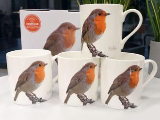 OEM Heritage, Juego De 4 Tazas De Porcelana - Robins