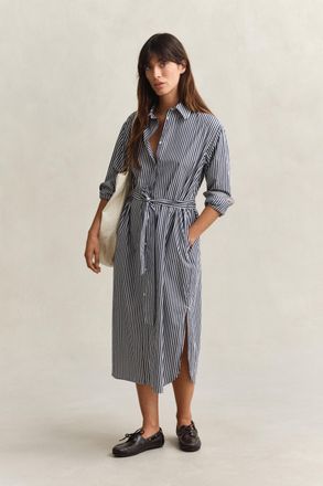 GANT Hemdblusenkleid GANT CLASSIC POPLIN STRIPE, Damen, Gr. 36, N-Gr, classic blau, Web, Obermaterial: 100% Baumwolle, regular fit ca. Mitte Wade, Kleider 