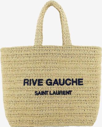 Saint Laurent H&auml;kel-Shopper aus Bast Rive Gauche