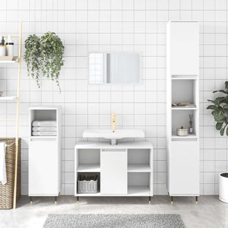 vidaXL Vidaxl - Juego De Muebles De Ba&ntilde;o 3 Pzas Madera Contrachapada Blanco
