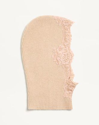 Valentino Garavani VLogo Signature Cashmere And Lace Hood Woman ALABASTER L/X