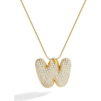 Mint & Lily Pave Bubble Initial Necklace in 18K Gold /Letter W at Nordstrom