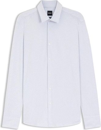 HUGO BOSS Printed Slim-Fit Shirt In Performance-Stretch Jersey, Brand Size 40 (Neck Size 15.75)