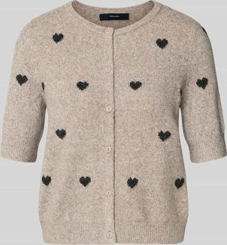 Vero Moda Slim Fit Strickjacke mit Intarsien Modell DOFFY INTARSIA in Taupe, Gr&ouml;&szlig;e XL