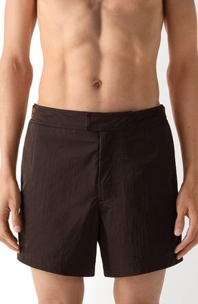 Ermenegildo Zegna 232 Road Brand Mark Rio Swim Trunks in Dark Brown at Nordstrom, Size Xx-Large