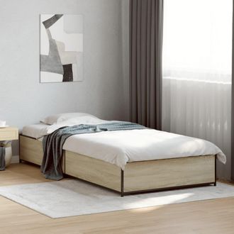 vidaXL Estructura Cama Madera Ingenier&iacute;a Metal Roble Sonoma 75x190 Cm Vidaxl