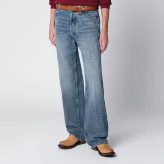 Miu Miu Pantaloni in denim stone washed in cotone blu