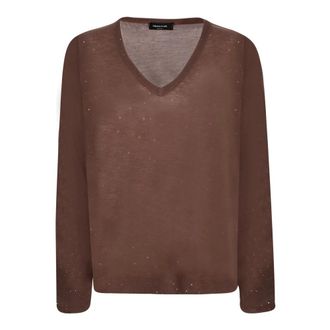 Fabiana Filippi V-neck Knitwear, female, Brown, Size: S Brown Sweater Elegant Comfortable Style