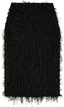 Patrizia Pepe Rok met franjes - Dames - Kokerrokken - Zwart - M - Polyester - Rokken