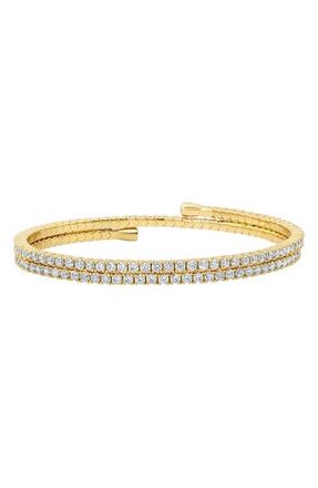 Crislu Round Cubic Zirconia Adjustable Wrap Bracelet in 18Kyg/Clear Stone at Nordstrom, Size Medium
