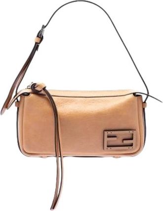 Fendi Pre-owned Shoulder Bag - Dames - Vintage Schoudertas - Beige - ONE Size - Leer - Vintage