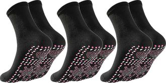 Generic Tourmaline Thermal Circulation Self-Heating Socks - 3 Pair Slimming Foot Massage Socks with Acupressure for Men & Women (Black3)