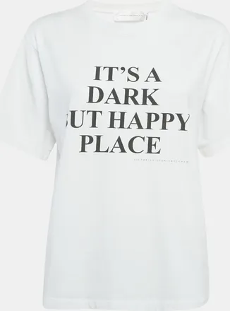 Victoria Beckham White Printed Cotton Crew Neck T-Shirt