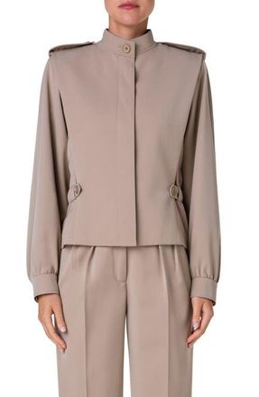 Akris Gregory Virgin Wool Gabardine Jacket in Cardboard at Nordstrom, Size 12