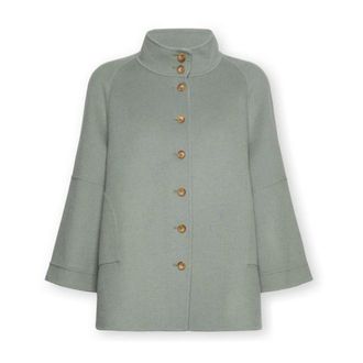 Elena Miro Jassen, Dames, Groen, XS, Wol, Double Mixed Wool Caban