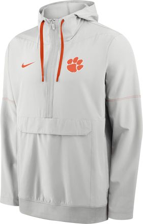 Nike Clemson Sideline Anorak Nike Mens College 1/2-Zip Hooded Jacket in Grey | 03AT0DJHCLN-PTU