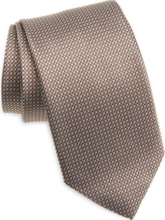 David Donahue Jacquard Silk Tie in Cocoa at Nordstrom