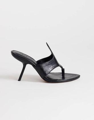 Topshop Nora - Sandali stile sabot neri con tacco angolare-Nero