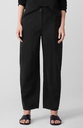 Eileen Fisher Organic Cotton Ankle Barrel Leg Pants in Black at Nordstrom Rack, Size Large