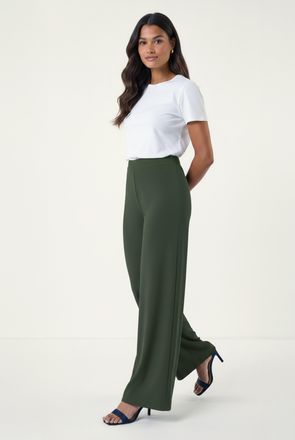 Roman Elastic Waist Wide Leg Stretch Trousers
