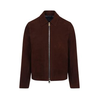 Paul Smith Brown Lamb Leather Regular Fit Leather Jacket-Uomo