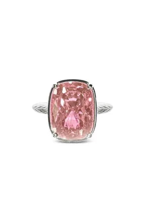 Sterling Forever Elongated Cushion-Cut Cubic Zirconia Cocktail Ring in Silver/Pink Sapphire at Nordstrom, Size 10
