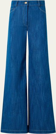 Akris Cooper Stretch Denim Wide-Leg Pants