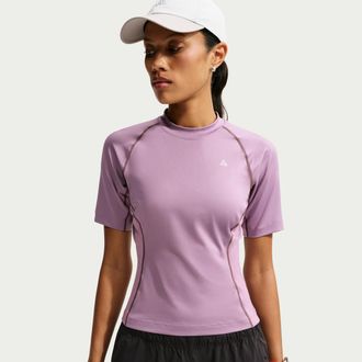 Nike Womens Nike ACG Wildsee Dri-FIT Short-Sleeve Base Layer Top in Purple | IO1460-536