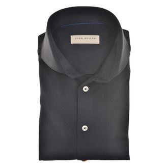 John Miller Slim Fit Overhemd - Heren - Casual Overhemden - Zwart - S - Leer - Overhemden