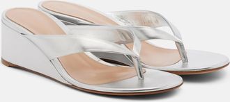Gianvito Rossi Sofia metallic leather wedge thong sandals