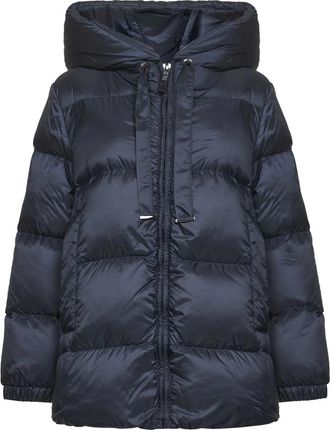 Max Mara Blauwe Gewatteerde Jas met Capuchon - Dames - Winterjassen - Blauw - M - Polyester - Jassen