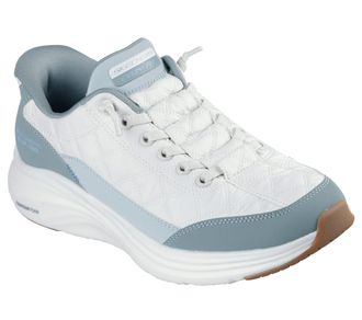 Skechers Womens Contour Foam Sneaker, Off White Mesh/Sage Duraleather/Leather/Trim, 6 UK