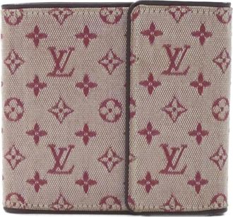 Louis Vuitton Cherry Pink Red Color Canvas Wallet (Tri-Fold) (Pre-Owned)