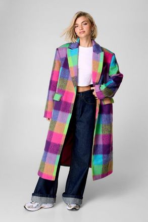 NASTY GAL Multi Check Tailored Coat at Nordstrom, Size 2