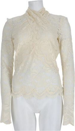 Paco Rabanne Ivory Scalloped Hem Lace-Detail Polyamide Top