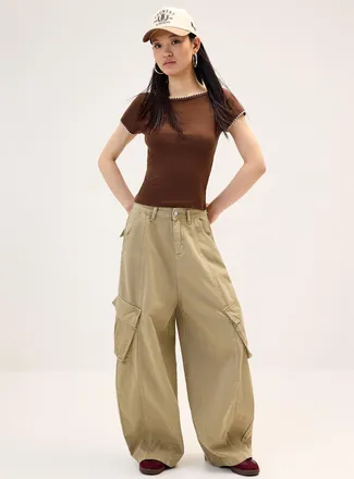 Twik Womens Cargo barrel-leg pant