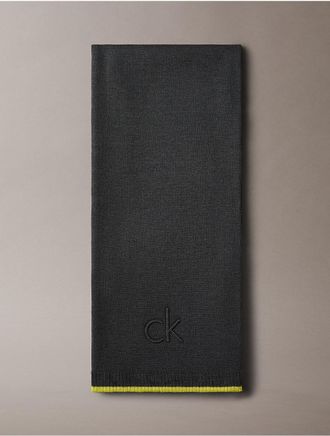 Calvin Klein Mens Embossed Logo Tipped Scarf - Grey