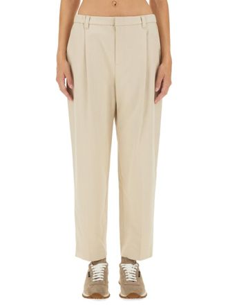 Brunello Cucinelli Beige Tapered Pleated Pant