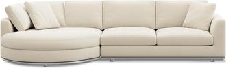 Castlery Hamilton Round Chaise Sectional Sofa Left Facing Customized, Cream, Machine Washable, Removable Covers for Sofas