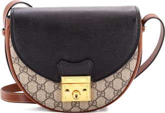 Gucci Padlock Saddle Shoulder Bag GG Coated Canvas and Leather Small crossbody bag - Nero