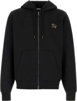 Burberry Zip-Up Hoodie - Heren - Vesten met rits - Zwart - S - Katoen - Hoodies & sweatvesten