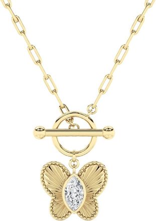 Pompeii3 Certified 1Ct Diamond Marquise Solitaire Necklace 14k Yellow Gold 18