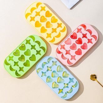 OEM Bandeja De Silicona Para Cubitos De Hielo De 4 Piezas Con 3 Formas (coraz&oacute;n, Estrella, Luna) Apta Para Alimentos Y F&aacute;cil De Desmoldar