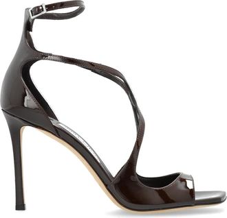 Jimmy Choo London Azia 95 Sandalen met Hak - Dames - Sandalen met hakken - Bruin - 37 EU - Leer - Schoenen