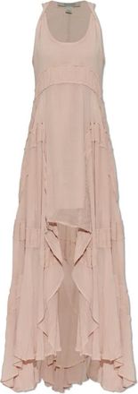 AllSaints Dorina Mouwloze Gepoogde Maxi-jurk - Dames - Maxi kleedjes - Roze - S - Leer - Kleedjes