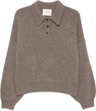 Lisa Yang Polo Gebreide Trui - Dames - Cashmere truien - Bruin - M - Truien & Vesten