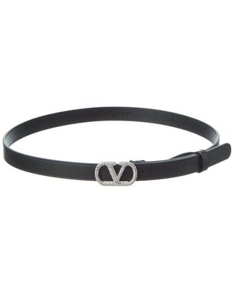 Valentino Vlogo Signature Leather Crystal Belt