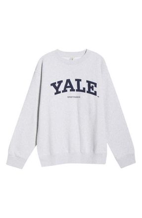 Sporty & Rich Gender Inclusive Yale Embroidered Crewneck Sweatshirt in Heather Gray at Nordstrom, Size X-Small