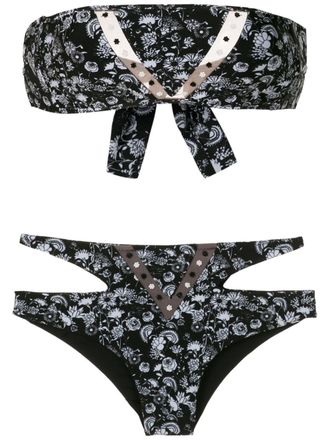 Amir Slama Margarida printed bikini set - Black
