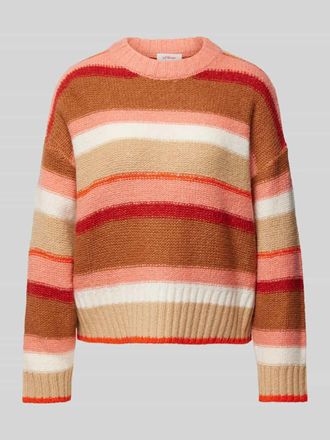 s.Oliver Red Label Relaxed Fit Strickpullover mit Wollanteil und Streifenmuster in Orange, Gr&ouml;&szlig;e 36